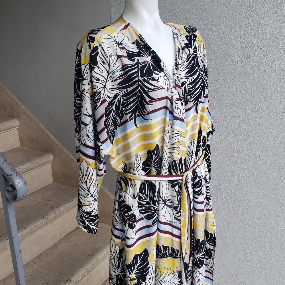 tropical floral wrap cover up robe